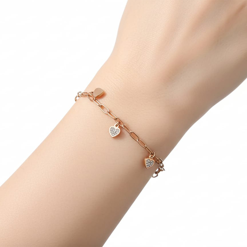 Beautiful rose gold paperclip-style link chain anti tarnish bracelet Stainless steel Adjustable - Image 4