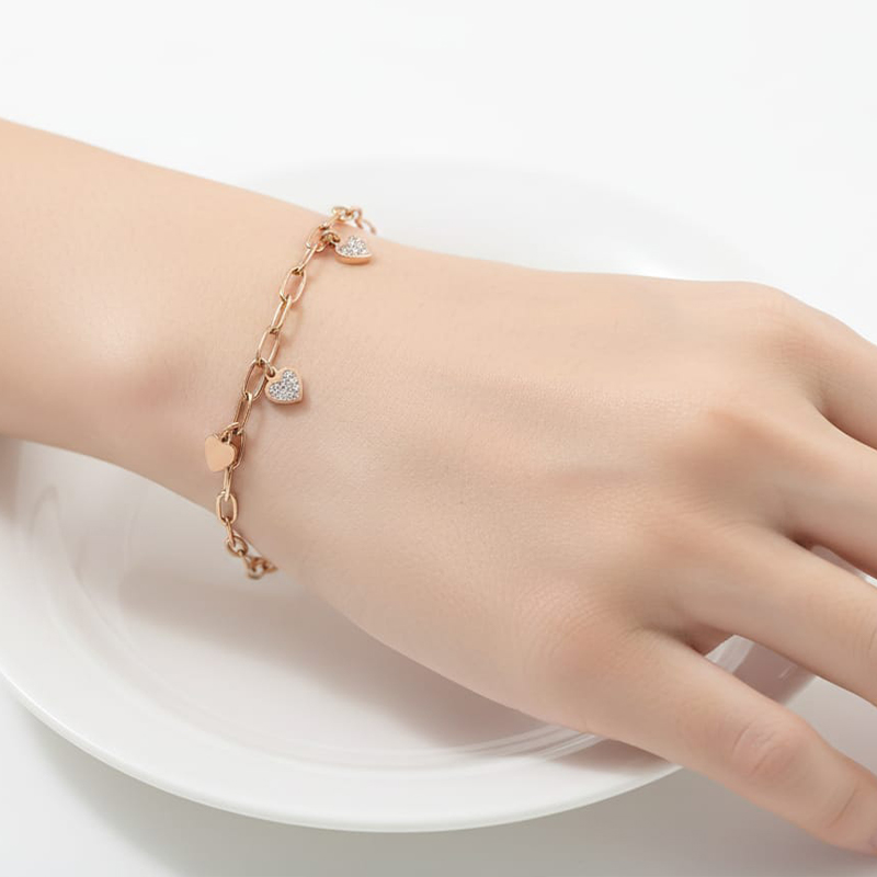 Beautiful rose gold paperclip-style link chain anti tarnish bracelet Stainless steel Adjustable - Image 10