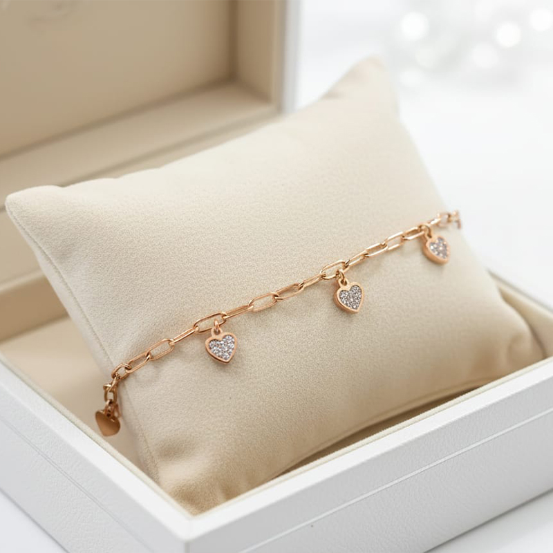 Beautiful rose gold paperclip-style link chain anti tarnish bracelet Stainless steel Adjustable - Image 2