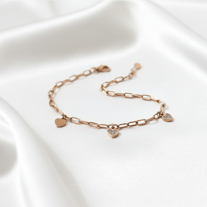 Beautiful rose gold paperclip-style link chain anti tarnish bracelet Stainless steel Adjustable