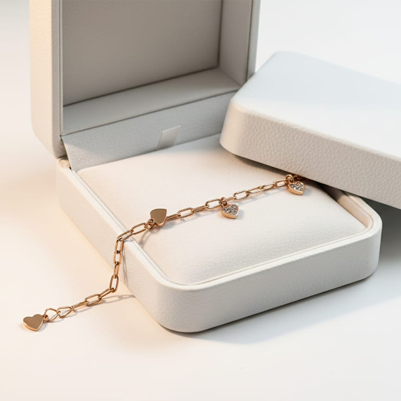 Beautiful rose gold paperclip-style link chain anti tarnish bracelet Stainless steel Adjustable - Image 9