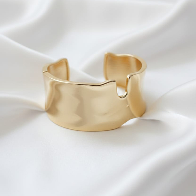 Cuff or bangle bracelet, bright gold tone Daily wear - Image 3
