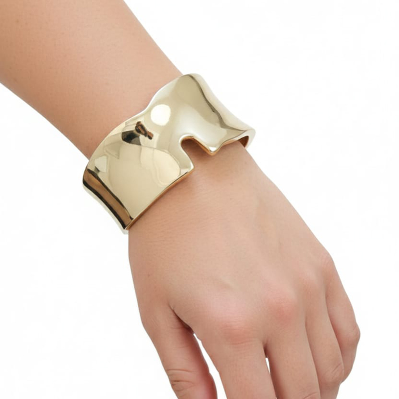 Cuff or bangle bracelet, bright gold tone Daily wear - Image 6