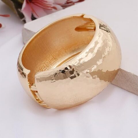 Gold Plated Bold Look Celebrity Inspired Cuff Bracelet for Girls and Women