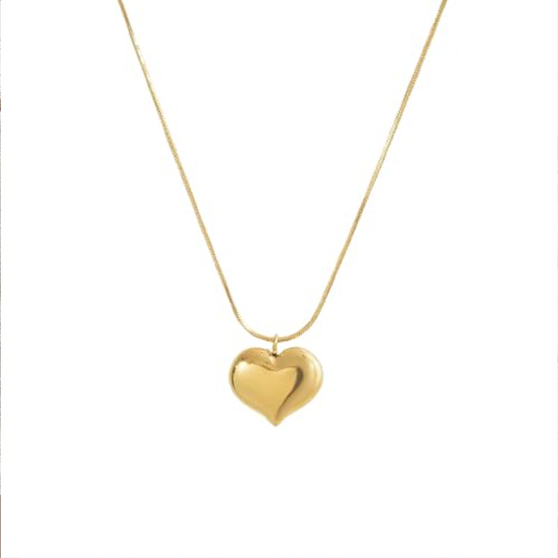 Heart Pendant Stainless Steel Chain Necklace Golden for Women and Girls Fashion - Image 2