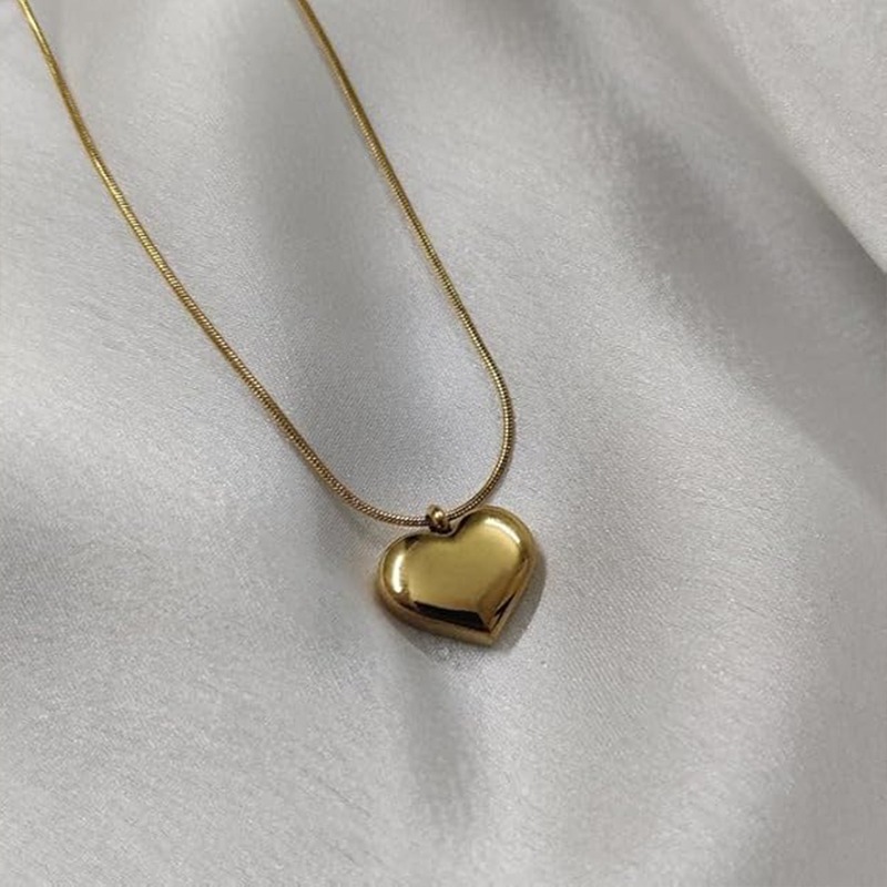 Heart Pendant Stainless Steel Chain Necklace Golden for Women and Girls Fashion - Image 5