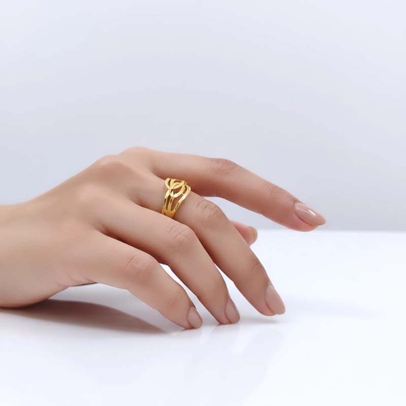 Open-work filigree design, Golden contemporary ring Special occasions or daily wear - Image 6