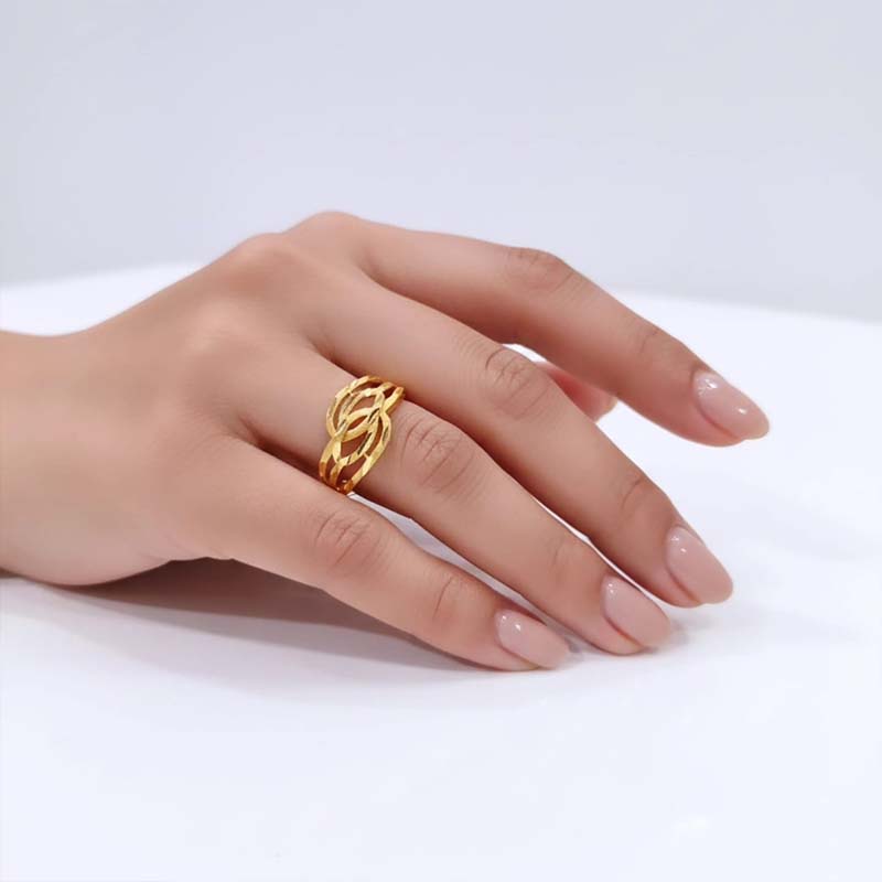 Open-work filigree design, Golden contemporary ring Special occasions or daily wear - Image 7