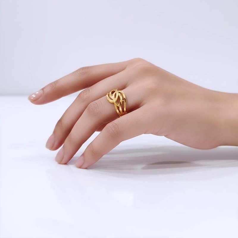Open-work filigree design, Golden contemporary ring Special occasions or daily wear - Image 9