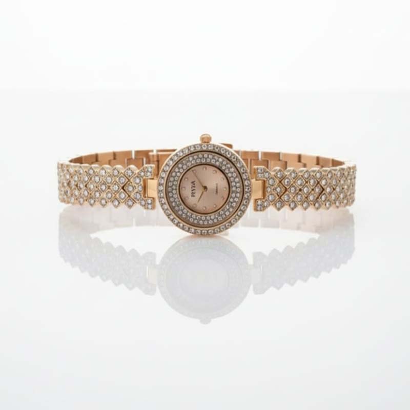 Classy Rhombus shaped, rosegold-toned ,American diamonds watch - Image 4