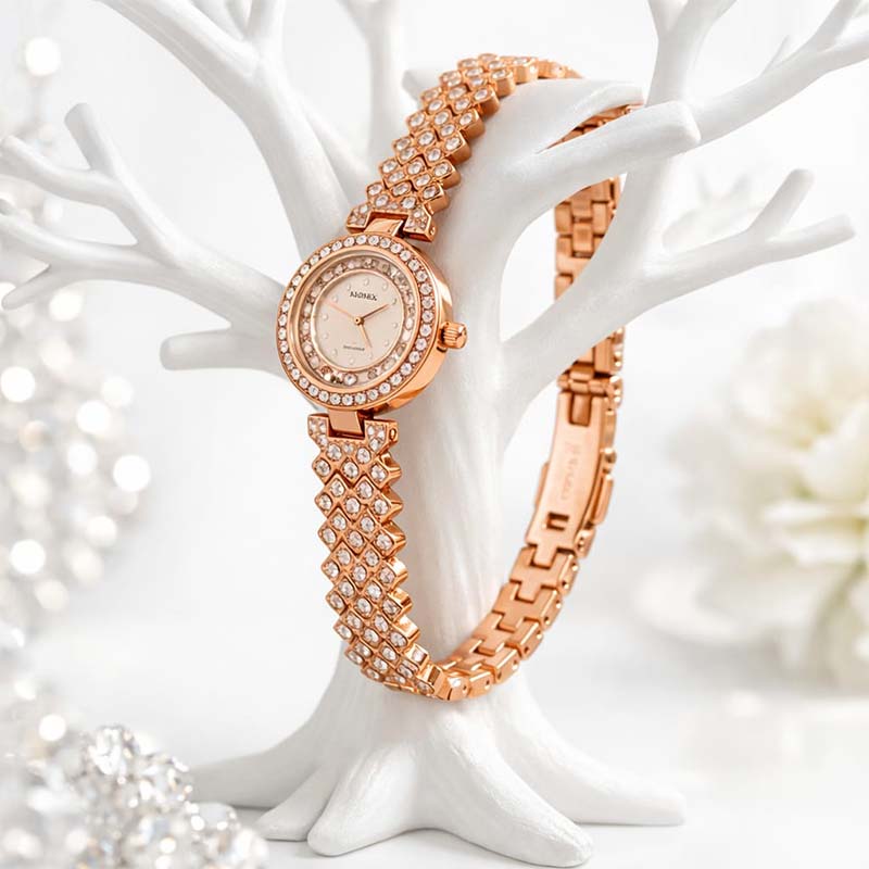 Classy Rhombus shaped, rosegold-toned ,American diamonds watch - Image 6