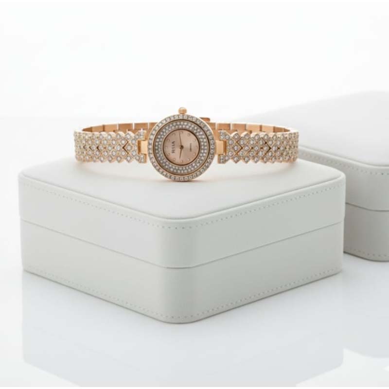 Classy Rhombus shaped, rosegold-toned ,American diamonds watch - Image 5