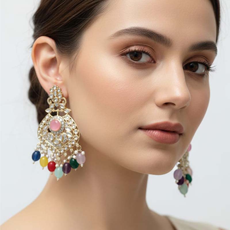 Multicolour Jhumka or Chandbali-style earrings - Image 7
