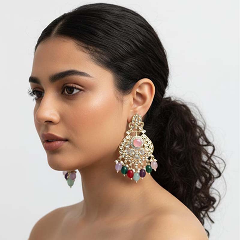 Multicolour Jhumka or Chandbali-style earrings - Image 6