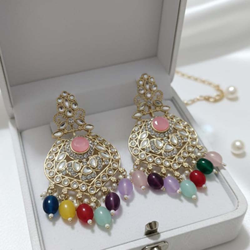 Multicolour Jhumka or Chandbali-style earrings