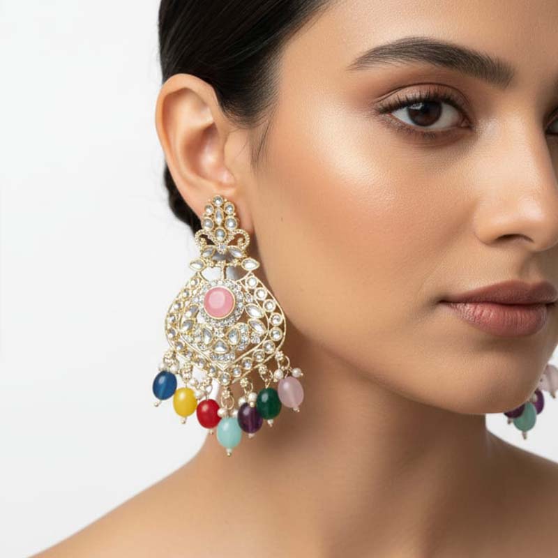 Multicolour Jhumka or Chandbali-style earrings - Image 8