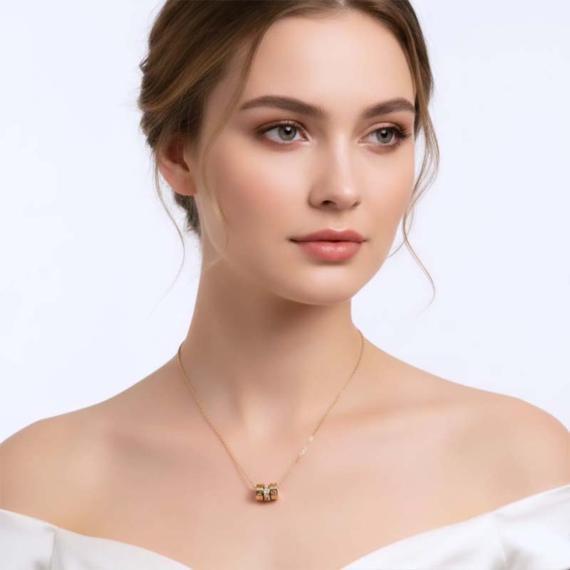 Delicate triple-barrel slider style , gold-toned thin classical chain anti tarnish pendent - Image 7