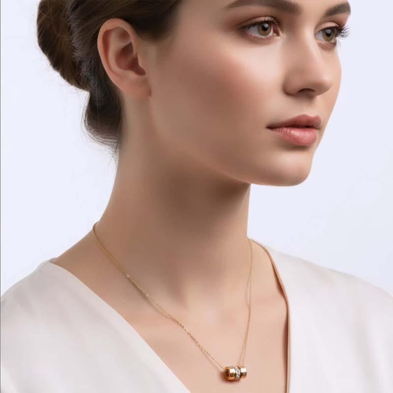Delicate triple-barrel slider style , gold-toned thin classical chain anti tarnish pendent - Image 8