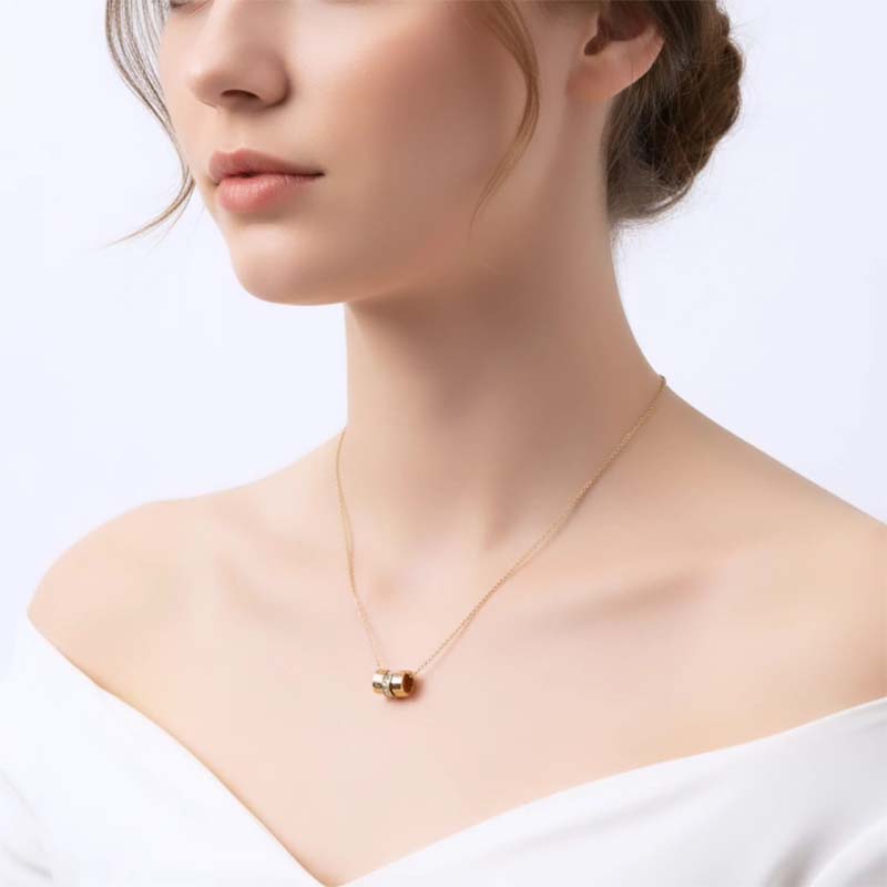 Delicate triple-barrel slider style , gold-toned thin classical chain anti tarnish pendent - Image 9