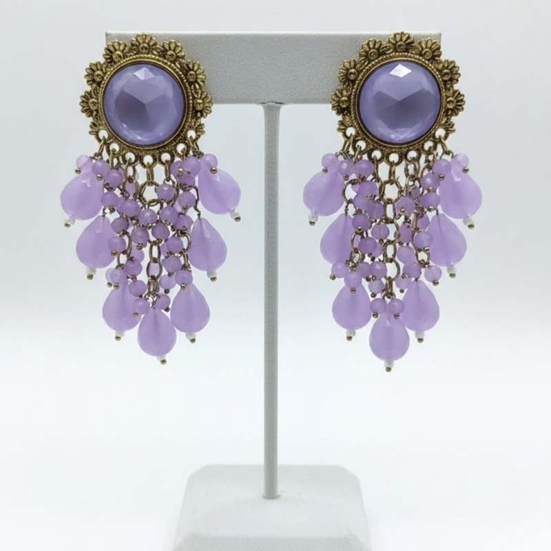 Elegant dangle or chandelier, soft lavender colour earrings - Image 2