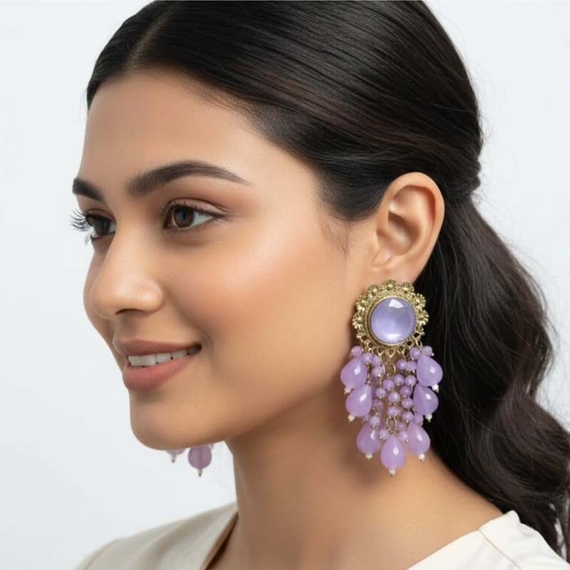 Elegant dangle or chandelier, soft lavender colour earrings - Image 6
