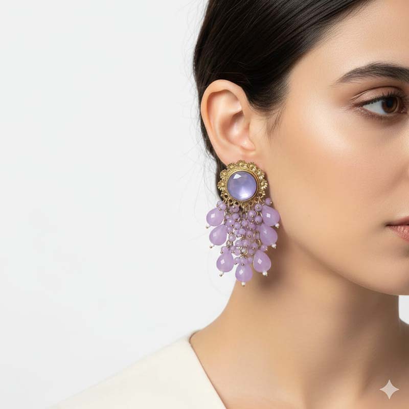Elegant dangle or chandelier, soft lavender colour earrings - Image 8