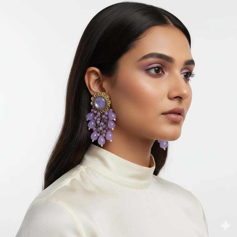 Elegant dangle or chandelier, soft lavender colour earrings - Image 7