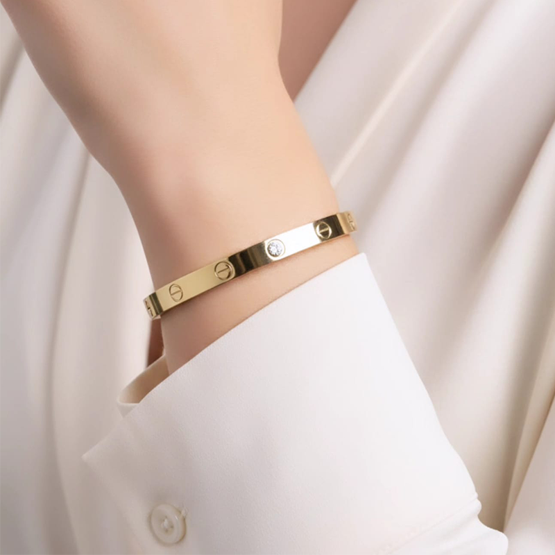 Classy oval shape,brilliant-cut diamonds design anti tarnish bracelet - Image 9