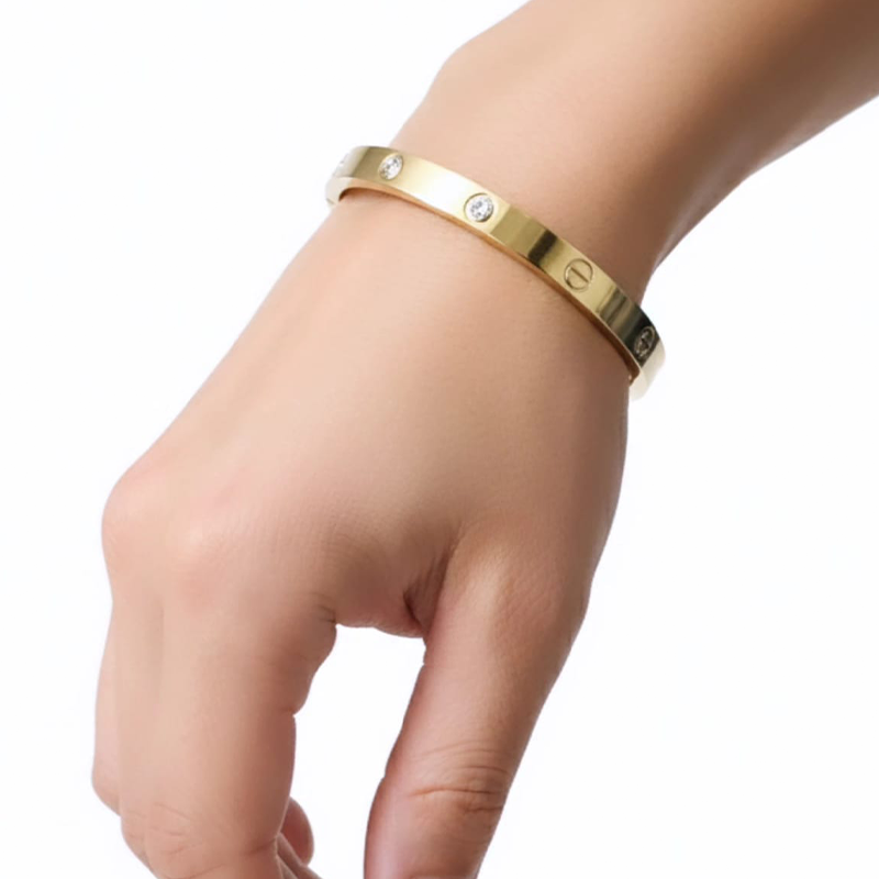 Classy oval shape,brilliant-cut diamonds design anti tarnish bracelet - Image 8