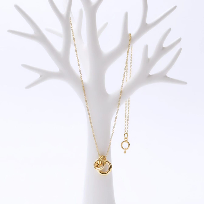 Elegant interlocking double-ring design anti tarnish pendent - Image 5