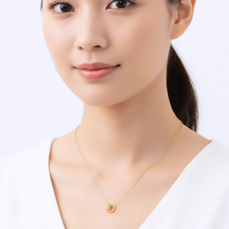 Elegant interlocking double-ring design anti tarnish pendent - Image 8