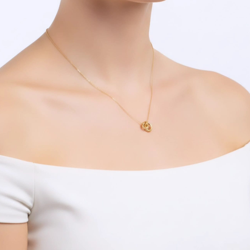 Elegant interlocking double-ring design anti tarnish pendent - Image 7