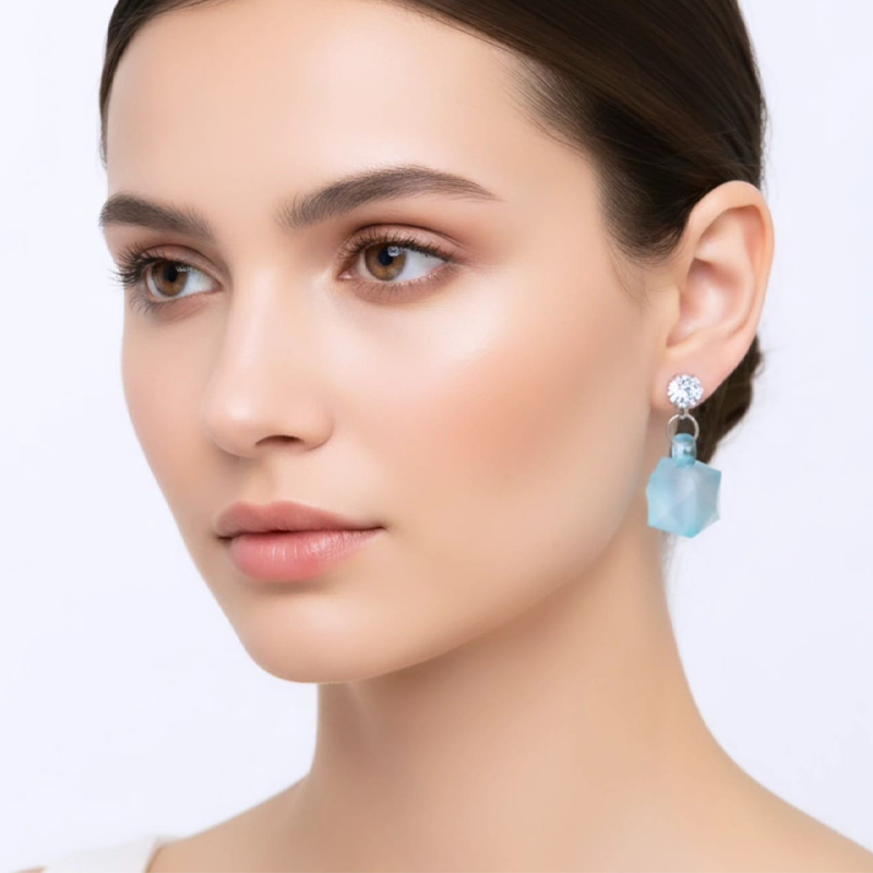 Glamorous Translucent Pink,clear gemstone studs earrings - Image 10