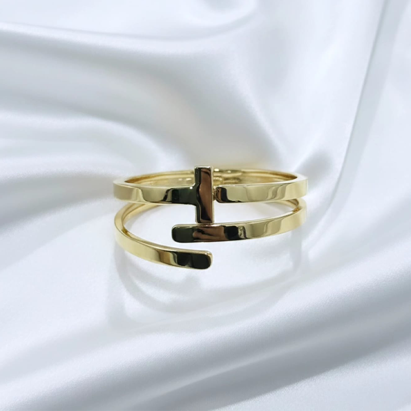 Luxurious vertical "T" or bar-shaped,spring-hinge style cuff anti tarnish bracelet - Image 7