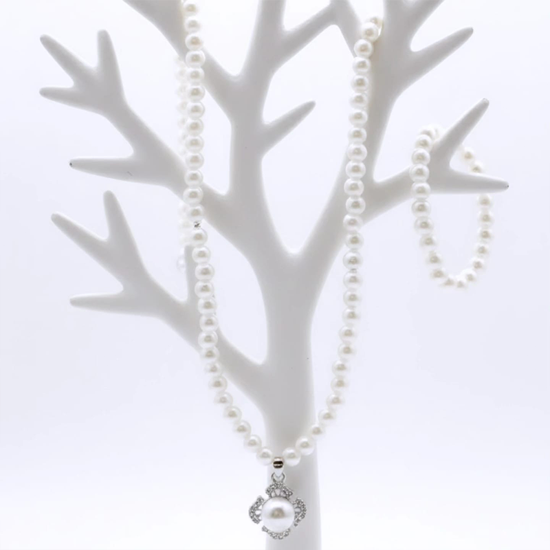 Classy clover or floral-shaped halo, four-piece pearl set - Image 2