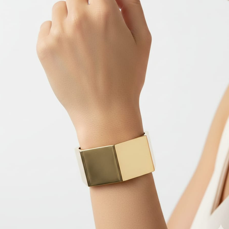 luxurious Textured Hexagon Bangle Bracelet - Image 7