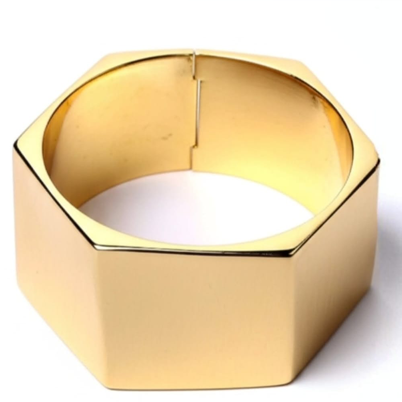 luxurious Textured Hexagon Bangle Bracelet - Image 4