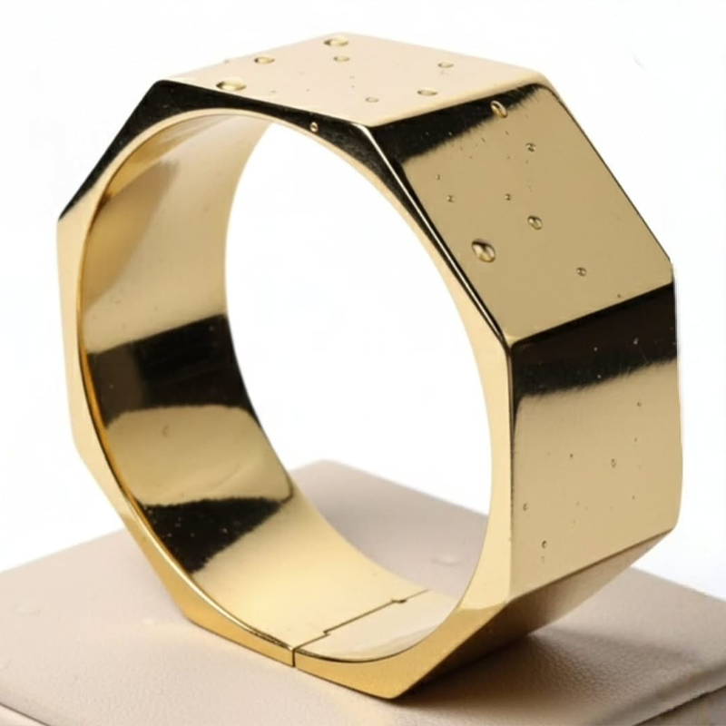 luxurious Textured Hexagon Bangle Bracelet