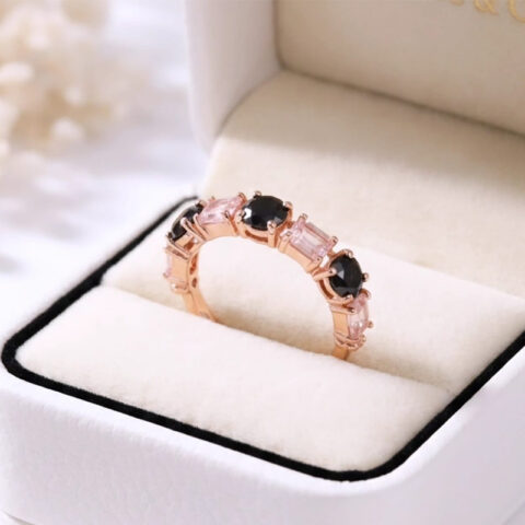 Classy Black Stones, rectangular emerald-cut ring