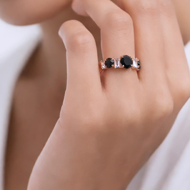 Classy Black Stones, rectangular emerald-cut ring - Image 8