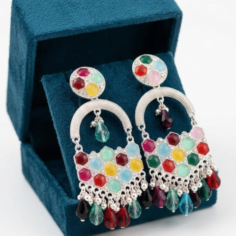 Chandbali- inspired chandelier drop, Multicolour earrings