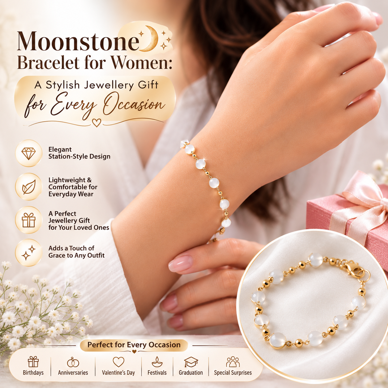 Moonstone Bracelet for Women: A Stylish Jewellery Gift for Every Occasion